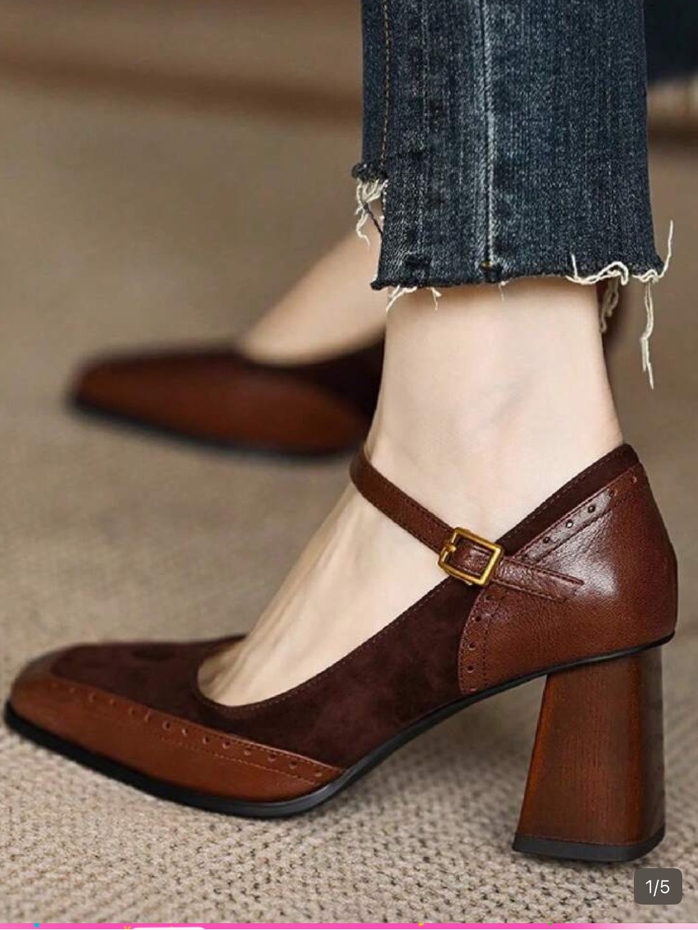 Women’s Mary Jane Pumps in Burgundy and Brown -